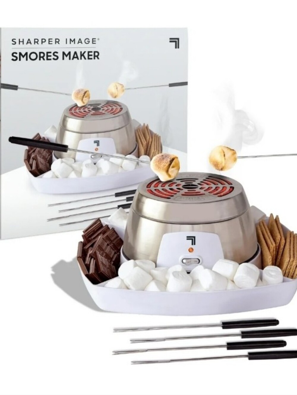 Sharper Image Electric Tabletop S'mores Maker for Indoors, 4 Skewers NEW OB